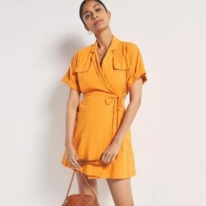 Anthropologie Orange Wrap Mini Dress